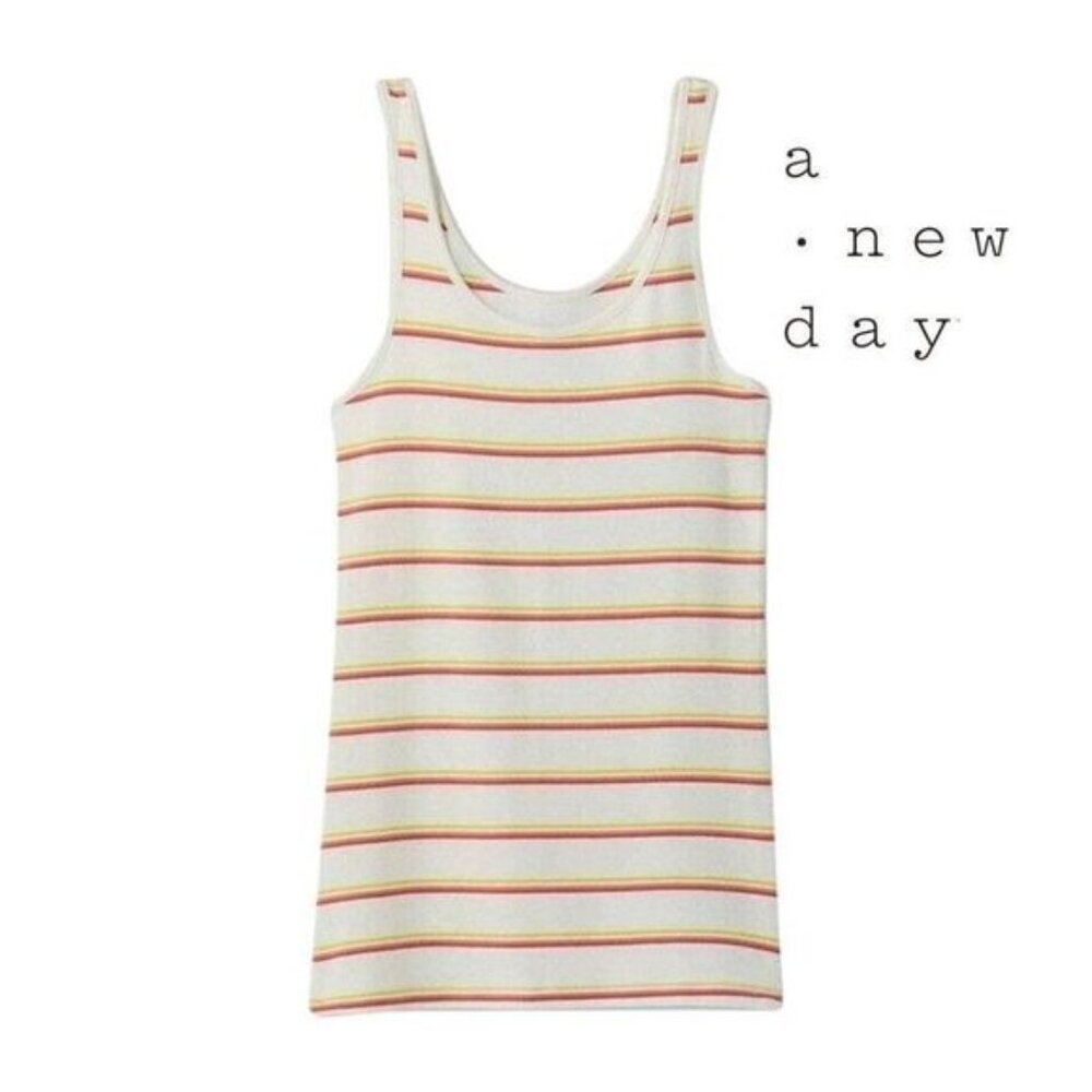 a new day Women's Striped Round Scoop Neck Sleeveless Tank Top